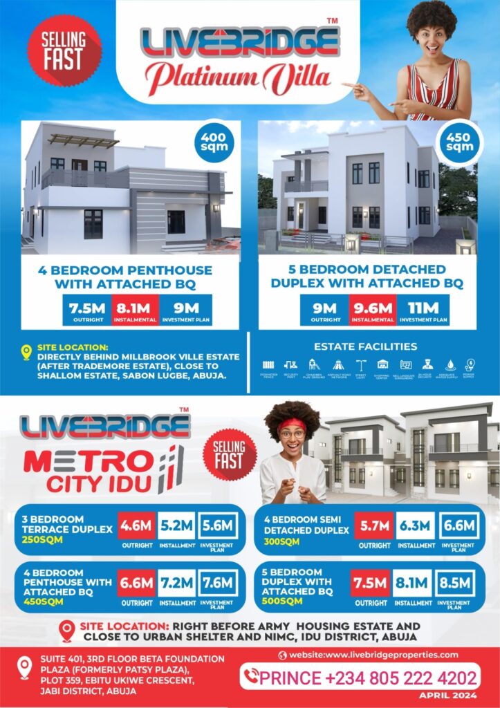 Platinum Villa Estate, Lugbe and Metro City Idu